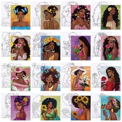 VOCHIC 16 Pcs Pre Drawn Canvas for Painting for Adults Sip and Paint Kit Pre Pri