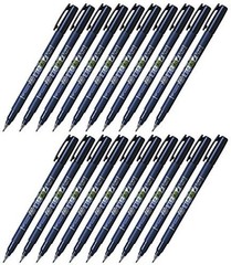 Fudenosuke Brush Pen GCD-111, Hard Tip, Blue Body, Value Set of 20