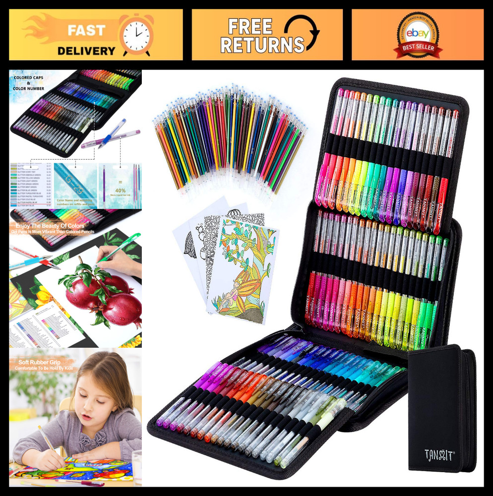 160 Pack Glitter Gel Pens – Vibrant Colored Markers for Adult Coloring, Drawing
