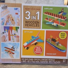 Paint your own three and one wooden vehicles