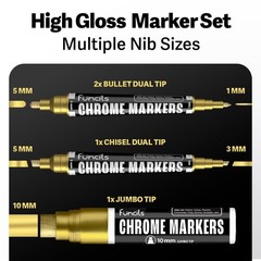Chrome Gold Paint Pen – 4 Gold Paint Markers (1mm, 3mm, 5mm, 10mm) | Permanen…