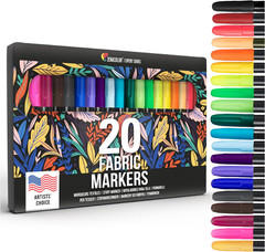 20 Fabric Markers Pens Set – Indelible and Permanent Fabric Paint Fine Point Tex