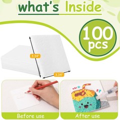 Dunzoom 100 Pcs Square Magic Puffy Paint Paper 3.35 * 3.35 in Magic Foam Text…