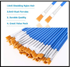 50 Pcs Flat Paint Brushes for Touch Up, Small Paint Brushes for Classroom Craft