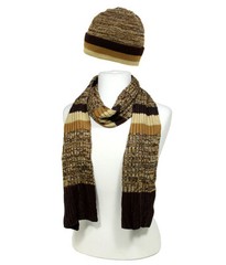 Hat & Scarf Set – Cashmere Feel Knitted Muffler Set – Brown Color – SFHT-MFL…