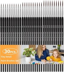 Moon Roses 30 Pcs Miniature Detail Paint Brush Set, 3rd Generation Tiny Liner Br