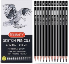 12 Piece Professional Graphite Pencil Set for Drawing, Sketching & Shading Art