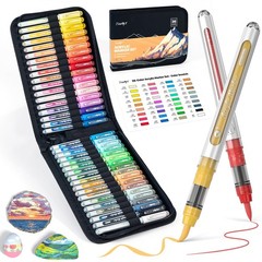 36 Colors Acrylic Paint Markers with Canvas Bag, WaterBased NoBleed Paint Pen…