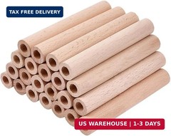 OLYCRAFT 24Pcs 3.9×0.6 Inch Hollow Wood Sticks Round Wooden Dowel Rods with 0.3