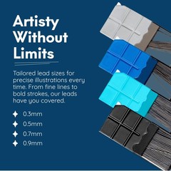 Mozart Essential Set of Lead Refills – 4 Sizes: 0.3, 0.5, 0.7 & 0.9 mm with 1…
