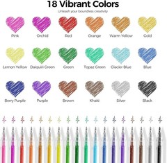 18 Color Glitter Gel Pens Retractable Sparkle Pens for Coloring Journal DIY