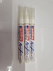 3 TRAFFIC WHITE Edding 5100 Permanent Acrylic Paint Marker Medium 3mm Bullet Nib