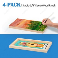 Unfinished Birch Wood Panels Kit for Painting, Wooden Canvas 4 Pack of 6×12’’…