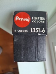 VTG. Prang Tempura Colors Set In Box 1351-6 And 3 Bottles In Prang Lid