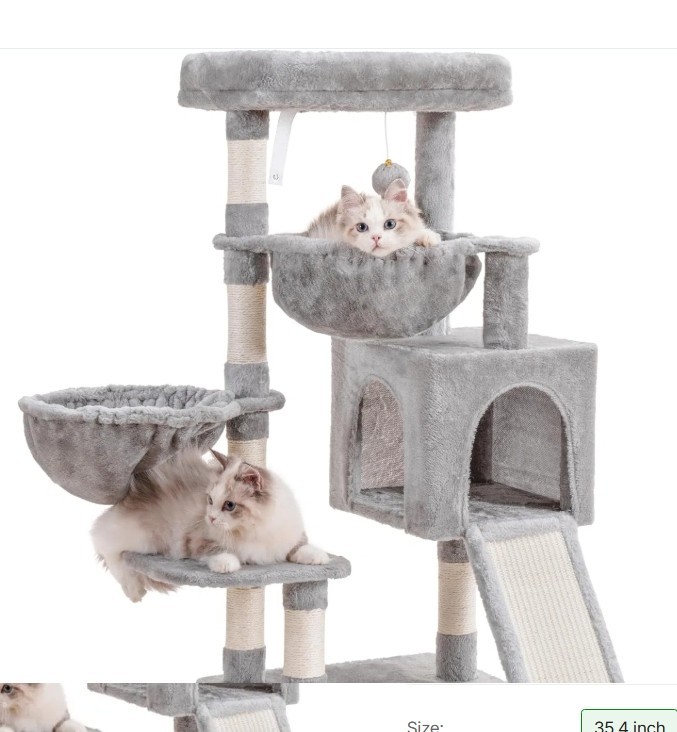 Cat Tree, Cat Tower for Indoor Cats, Cat House with Large Padded Bed, Cozy Condo
