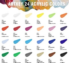 Acrylic Paint Set 24 Vibrant Colors Artist Beginner Multi-Surface Craft Non-T…