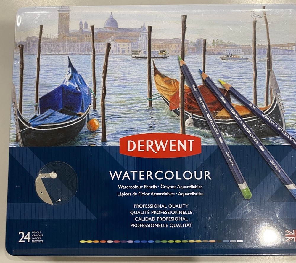 Derwent Watercolour Pencils Tin Case 24 Assorted R32883 New Unopened Tin