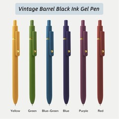 6 Pcs 0.5mm Fine Point Gel Pens – Vintage Gold for Smooth Writing & Journaling