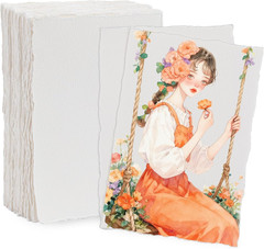 Watercolor Paper 50 Sheets, Watercolor Cards 4 X 6 Inch 300 GSM, Cotton Handmade