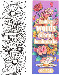 60 PCS Inspirational Quotes Coloring Bookmarks, DIY Coloring Book Markers Mot…