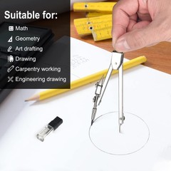 6 Sets Compass and Protractor Sets Student Basics Geometry Math Set Metal Com…