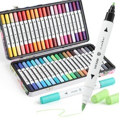 Alcohol Markers, 40 Colors Alcohol Markers Set with Metal Box for Artists, Ad…