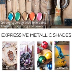 HissiCo Metallic Acrylic Paint Set of Premium 20 Colors, Professional Grade M…
