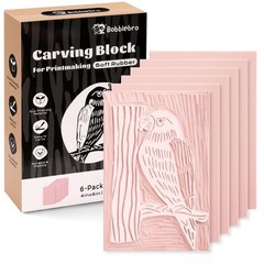 Linoleum Blocks for Printmaking Supplies – 6PCS 4”x6”Rubber Linocut Block Pri…