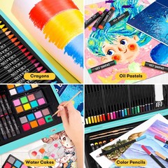 Art Supplies, 150-Pack Deluxe Wooden Art Set Crafts Drawing Painting Kit with 1