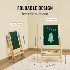 Portable Kids Easel 27-38in Wooden Chalkboard Whiteboard Double Side