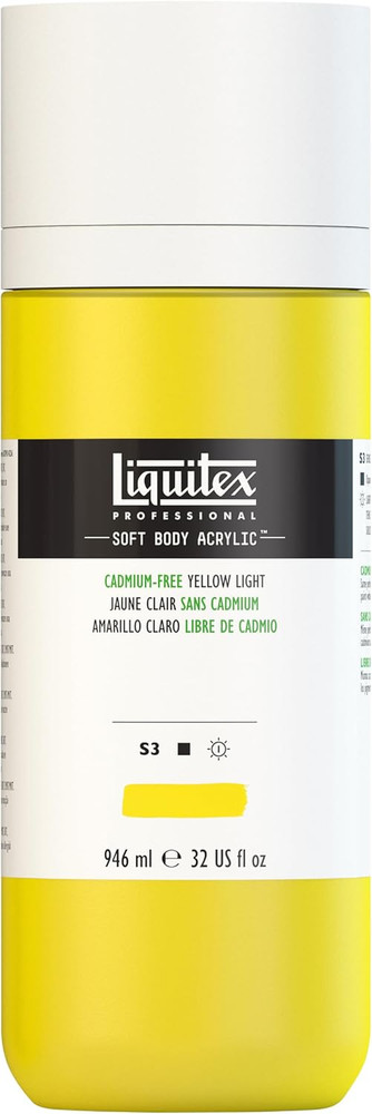 Cadmium-Free Light Yellow Soft Body Acrylic Paint 946ml (32oz)