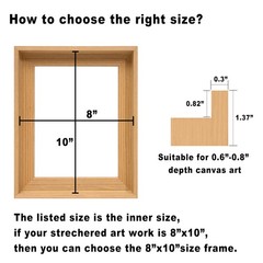 CANFRAVAS 9×12 Solid Wood Canvas Floater Frame Light Brown for 0.6″-0.8″ Deep