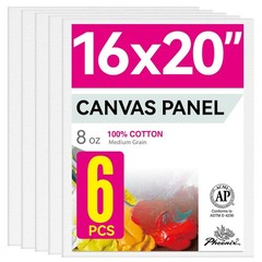 PHOENIX Large Painting Canvas Panels – 16×20 Inch, 6 Value 16″x20″, White