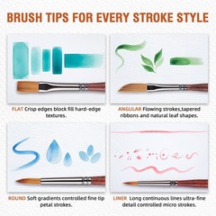 Travel Watercolor Brushes Paintbrush Set Leather Pouch Acrylic Oil 4 PCS