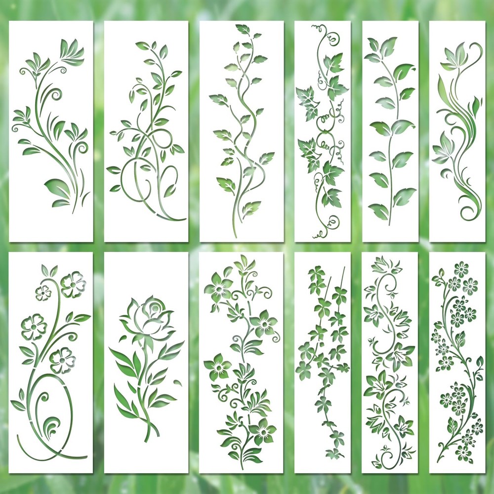 12pcs Leaf Vine 30×11.4cm/11.81×4.5in, 30×7.62cm/11.81x3in, transparent