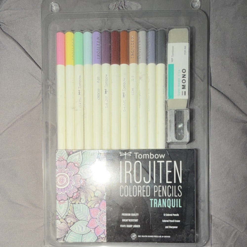 Tombow Irojiten Tranquil Colored Pencil Set Multicolor MONO Eraser Sharpener