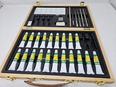 20 Colour Deluxe Wooden Colourful portable art colouring paint Brush set