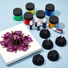 6 Pieces Flower Pour Cup for Paint Pouring 6/7/8/9/10 Slot Acrylic Black