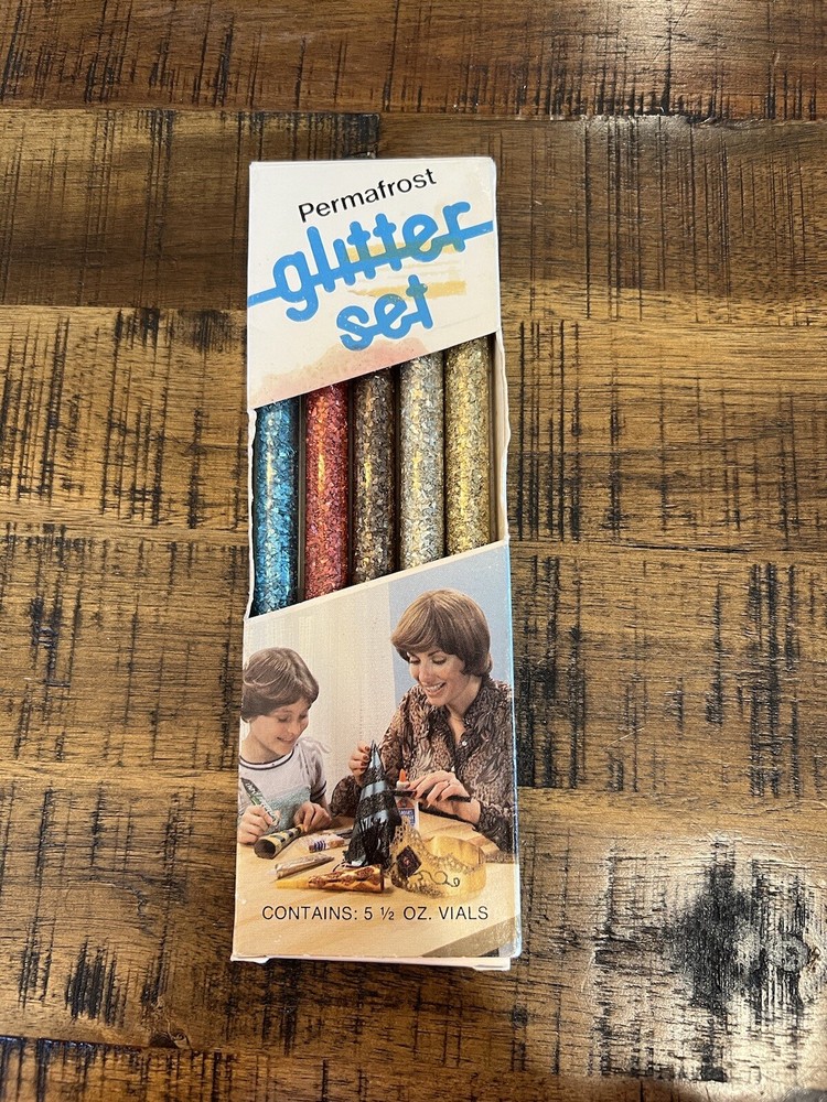 Vintage Craft Glitter Set Gold Silver Blue Red Brown Diamond Dust Permafrost