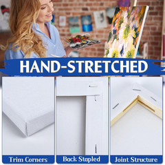 Professional Stretched Canvas for Painting with 8X10 Inch, 5X7 Inch (10 of Each)