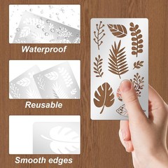 Twinklemon 9Pcs Metal Stencils Wood Burning Stencil Plant And Insect Mixed