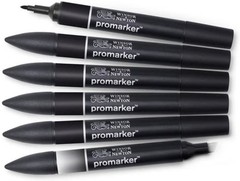 Graphic Marker Set – Black Ink, 6 Count + Blender