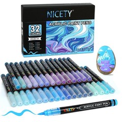 32 Colors Acrylic Paint Markers Paint Pens Brush Tip Water-Based Acrylic Mark…