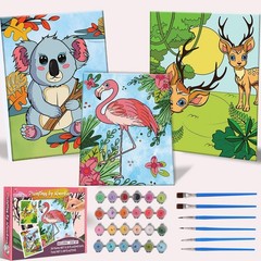 Paint By Numbers Kit For Kid and Adult, 3 Pack Pre Drawn Canvas, In… Fast Ship