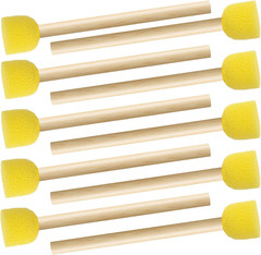10pcs Round Sponge Paint Brushes, Wooden Handle DIY Art Craft Painting Tools