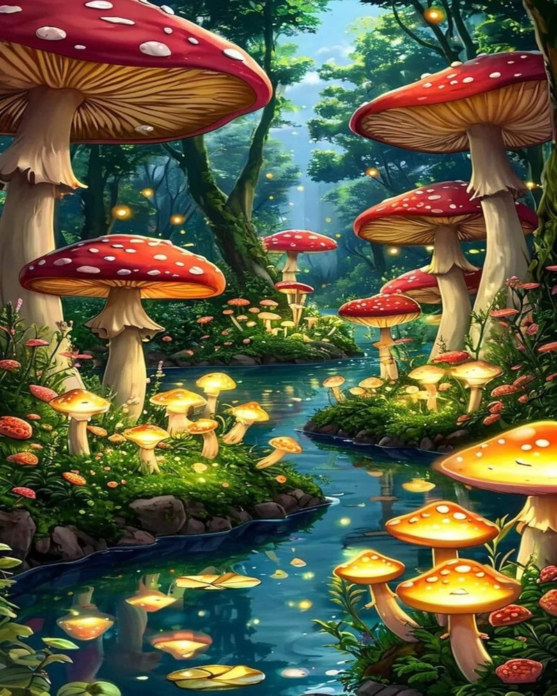 Mushroom Paint by Numbers Kit 16 x 20 Inch DIY Canvas Art for Adults