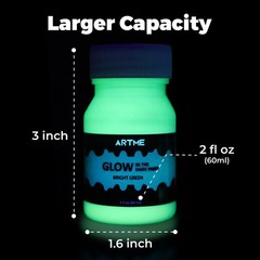 Glow in The Dark Paint Set of Green and Blue Colors (60ml/2oz each) Acrylic P…