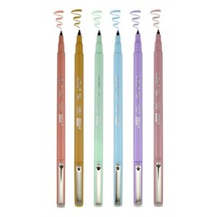 4800-6P Marvy Uchida Le Pen Flex Marker, Brush Tip, Pastel Colors, Set of 6