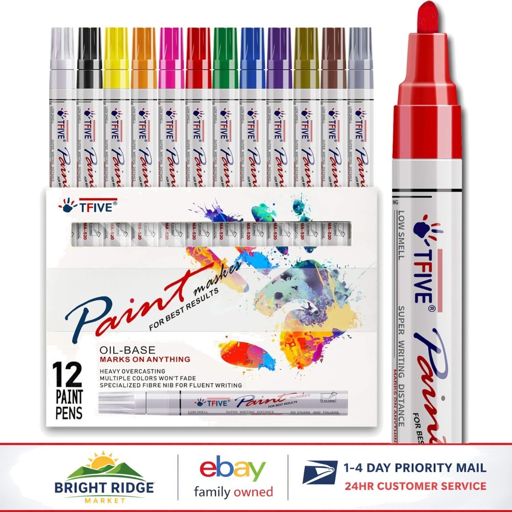 Versatile Oil-Based Paint Pens, 12 Color Set for All Your Crafting Projects
