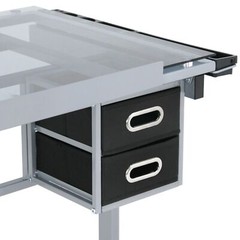 Adjustable Drafting Table Art Desk Drawing Table Glass Tabletop w/2 Slide Drawer